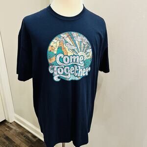 DOM Mens Blue Sun Rise Come Together T Shirt Size 2XL